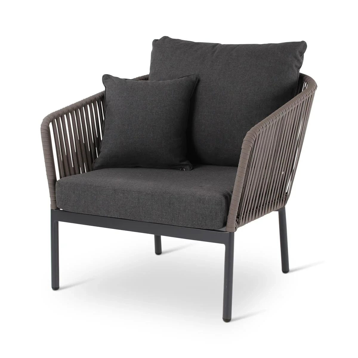 Chaise de Patio en corde d'aluminium antirouille, avec coussin étanche, meubles d'extérieur en métal, canapé à siège unique pour hôtel 1