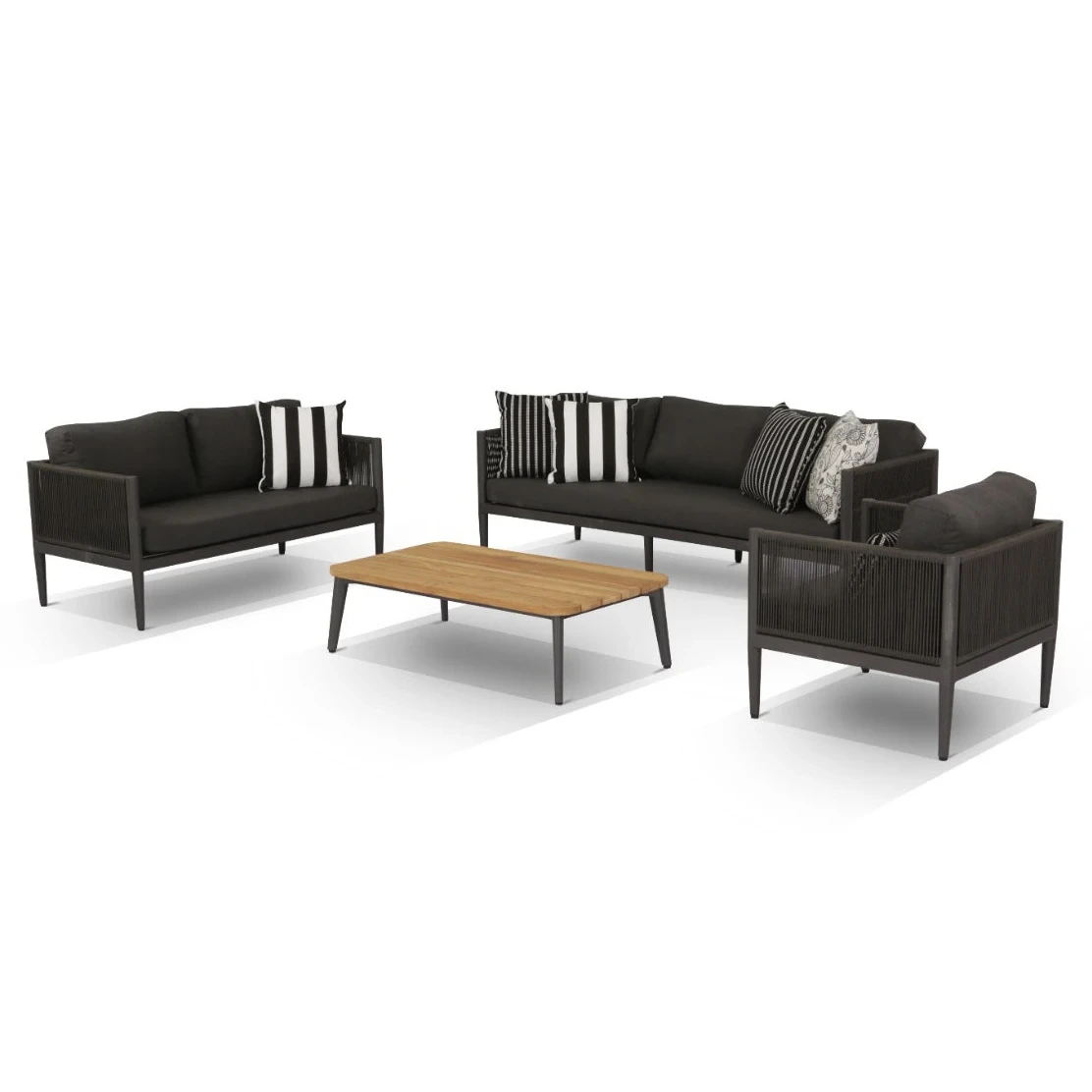 Modern Outside Waterproof Hot Sell Rope Woven Conversation Sets Aluminum Patio Furniture Outdoor Sofa Set Garden Lounge Chairs 1