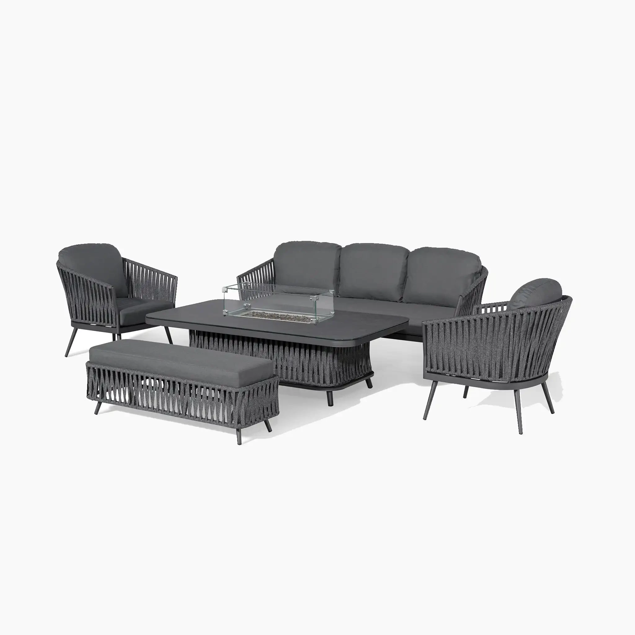 Outdoor Furniture 5 Seat Rope Sofa Sets Garden Conversation Sets Patio Sofa With Coffee Table Modern Style Courtyard Lounge Sofa 1