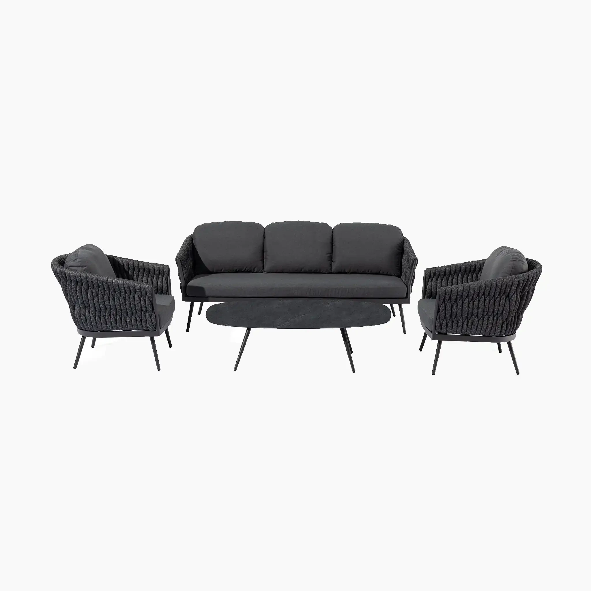5 Piece Outdoor Furniture Rope Sofa Sets Patio Conversation Sets With Rising Table Garden Lounge Sofa 1