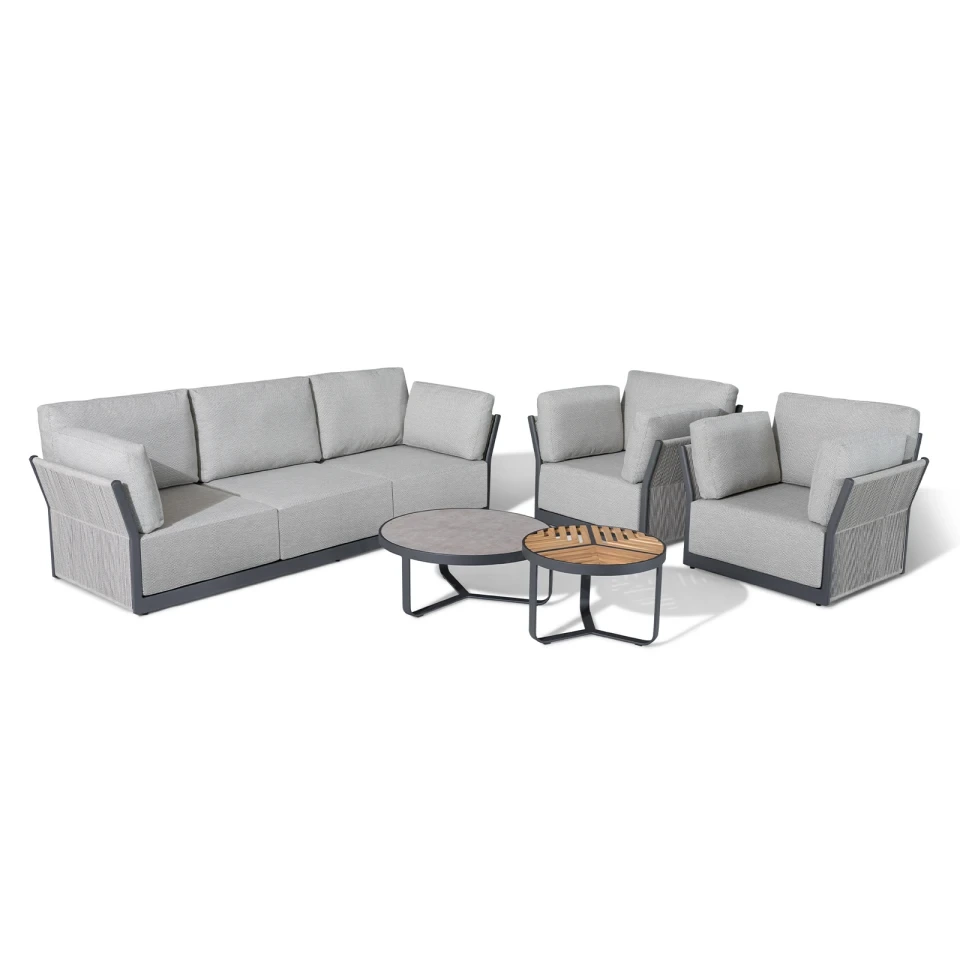 5 Piece Outdoor Furniture Rope Sofa Sets Patio Conversation Sets With Rising Table Garden Lounge Sofa1 1