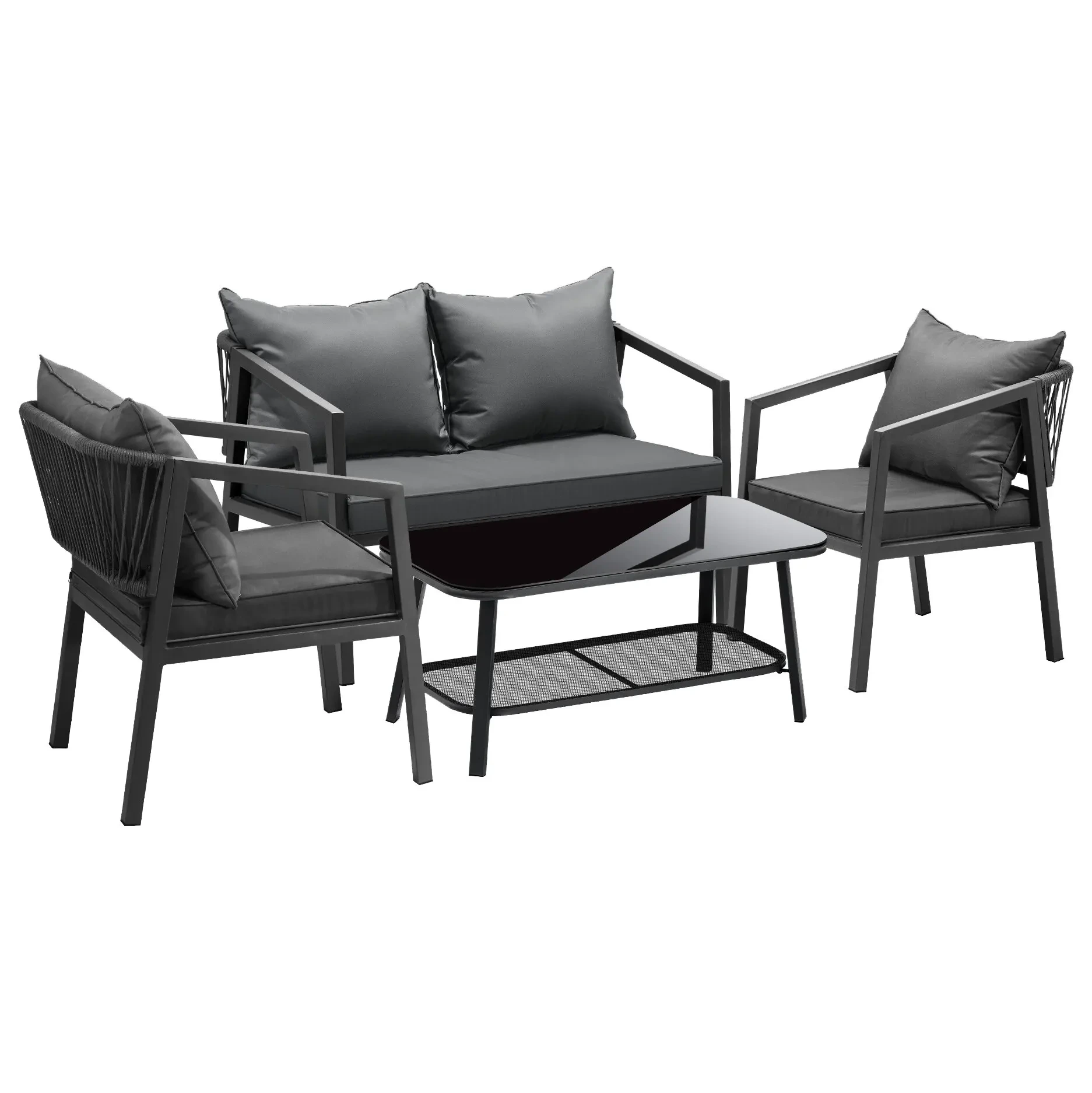 Ensembles de canapés imperméables, mobilier d'extérieur, en corde de jardin, canapé de Conversation de jardin avec Table basse, 4 pièces 1
