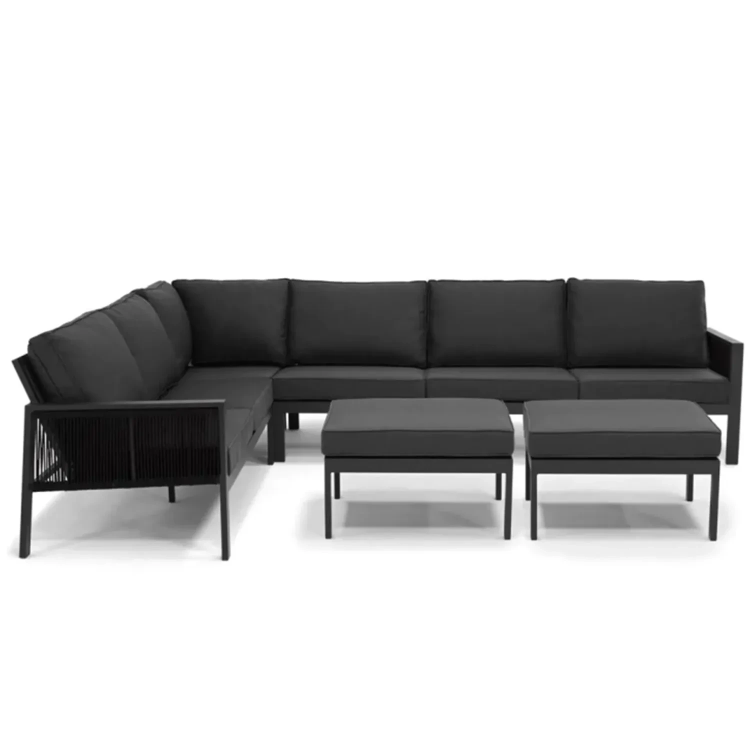 Meubles de Patio en tissu oléfinique doux et imperméable, ensembles de conversation de jardin, siège d'hôtel, canapé d'extérieur en corde d'aluminium 1