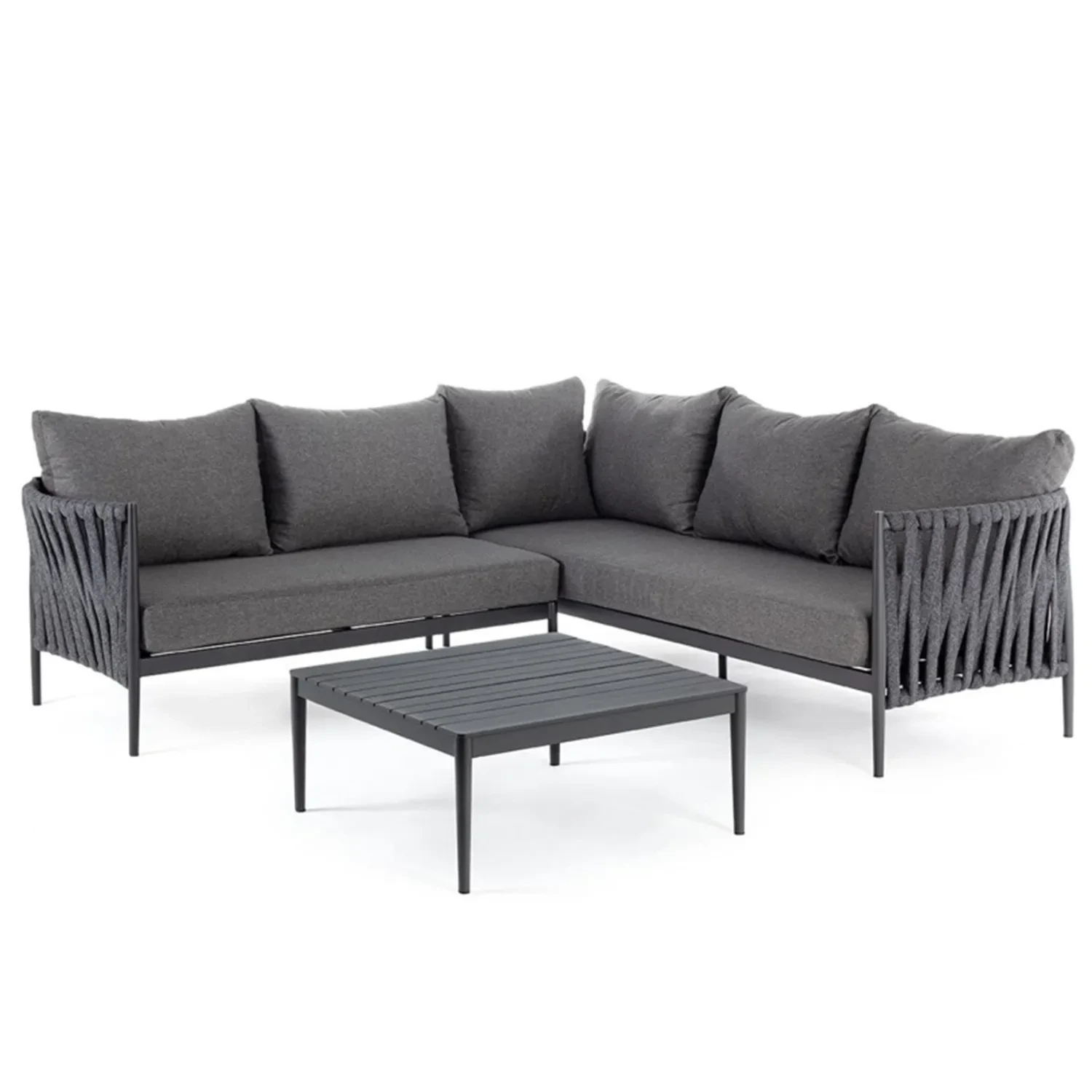 Ensembles de cordes de Patio en métal et aluminium, meubles imperméables, salon extérieur, jardin, canapé sectionnel, cour, canapé d'angle de luxe moderne 1