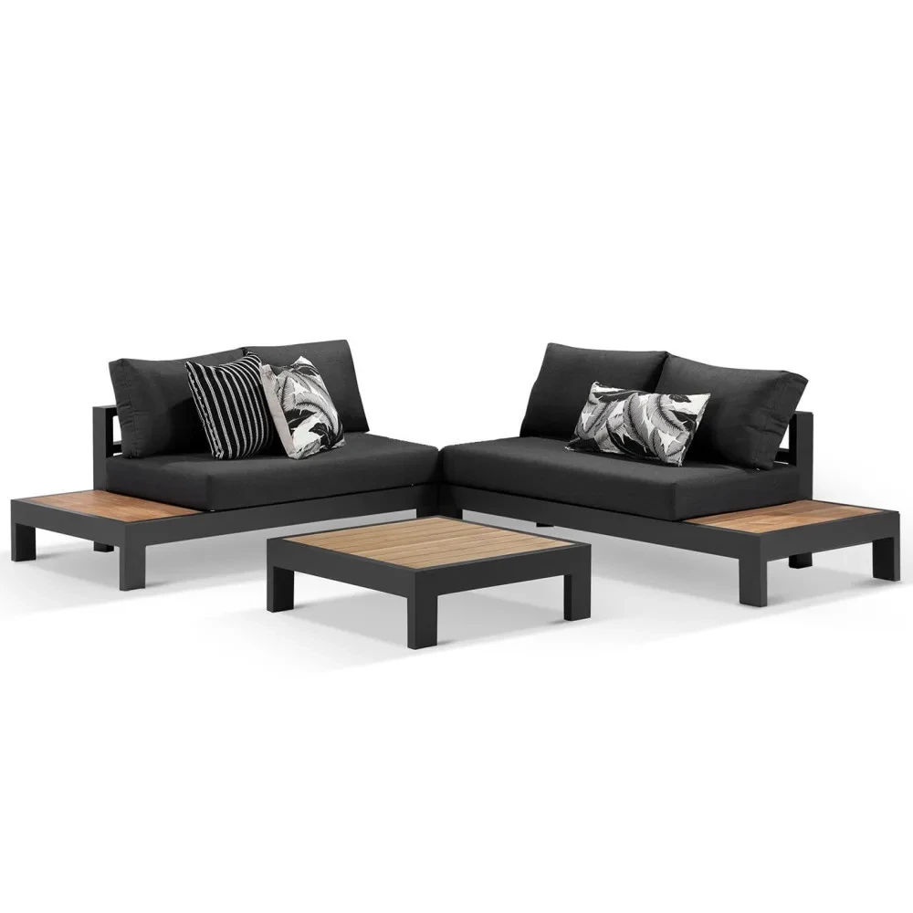 Modern Aluminium Sectional Patio Combo Sofa Set Outdoor Furniture Lounge With Cushions Metal Garden Corner Sofa 1