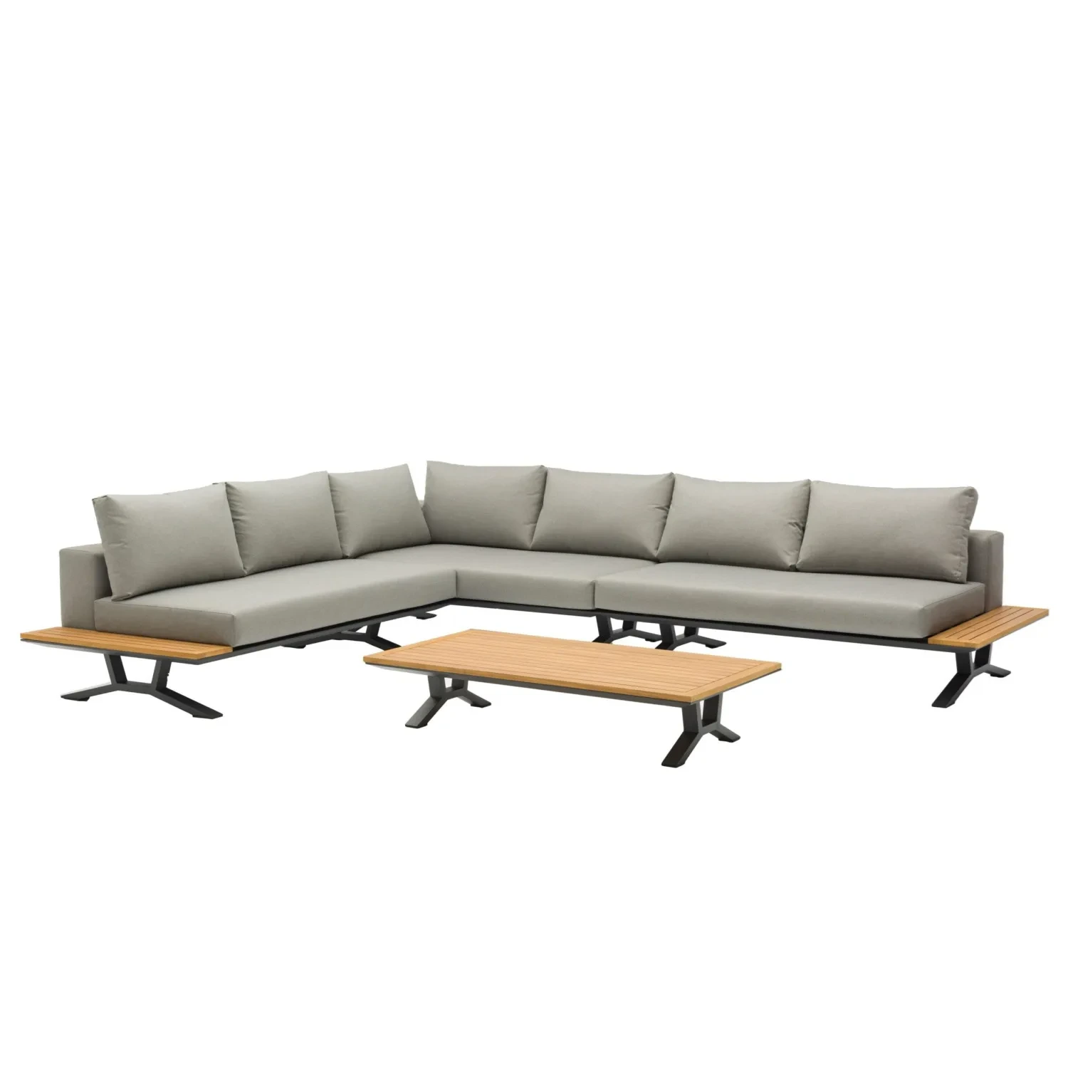 Meubles de Patio de luxe en métal et aluminium, cour moderne, canapé d'angle en bois étanche, ensembles de Conversation, canapé d'extérieur, ensembles de jardin 1
