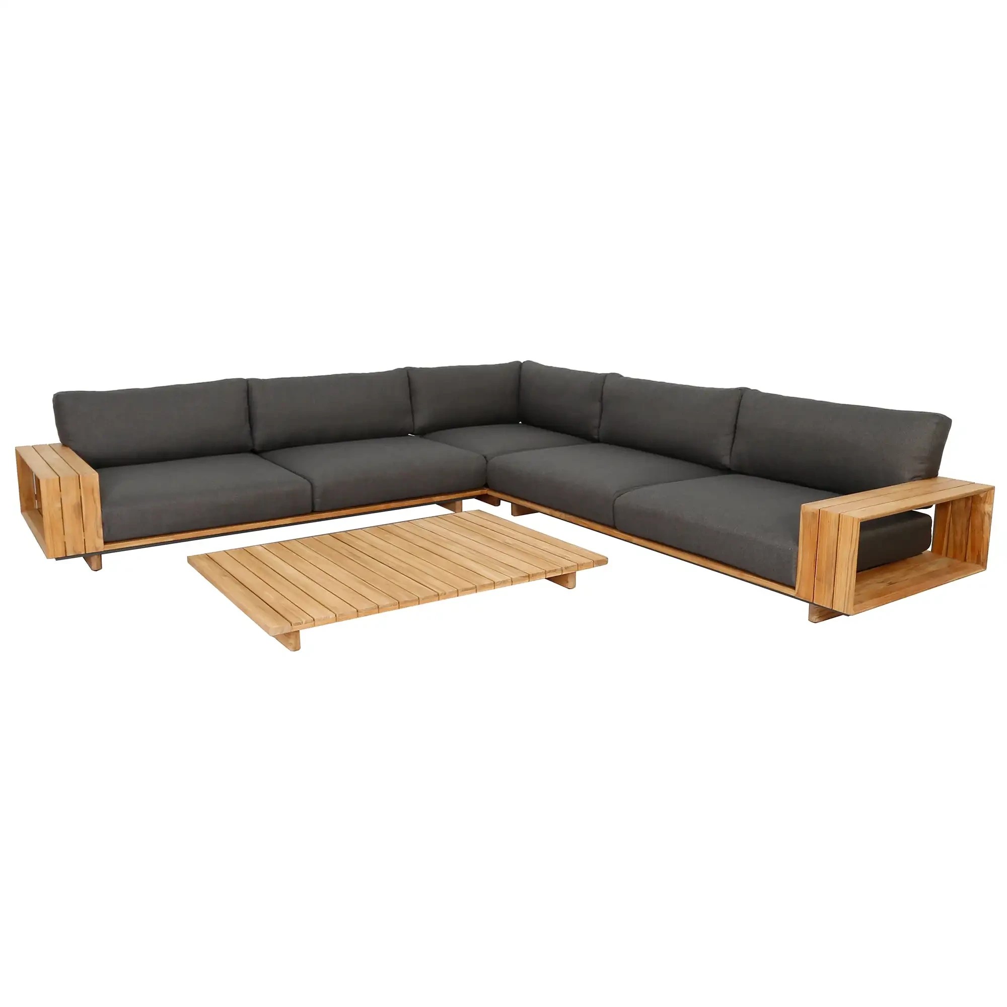 Ensemble de Conversation en bois de teck populaire de luxe extérieur imperméable avec coussin confortable meubles de Patio salon de piscine canapé de jardin 1
