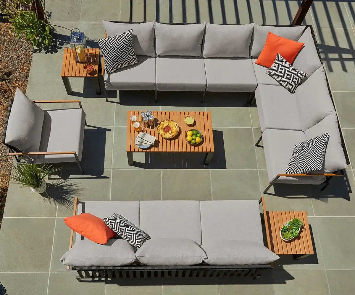 Ensemble de canapés d'extérieur en métal, imperméable, en métal, pour salon, Patio, meubles en aluminium, avec coussins, ensemble de canapé sectionnel de jardin 1