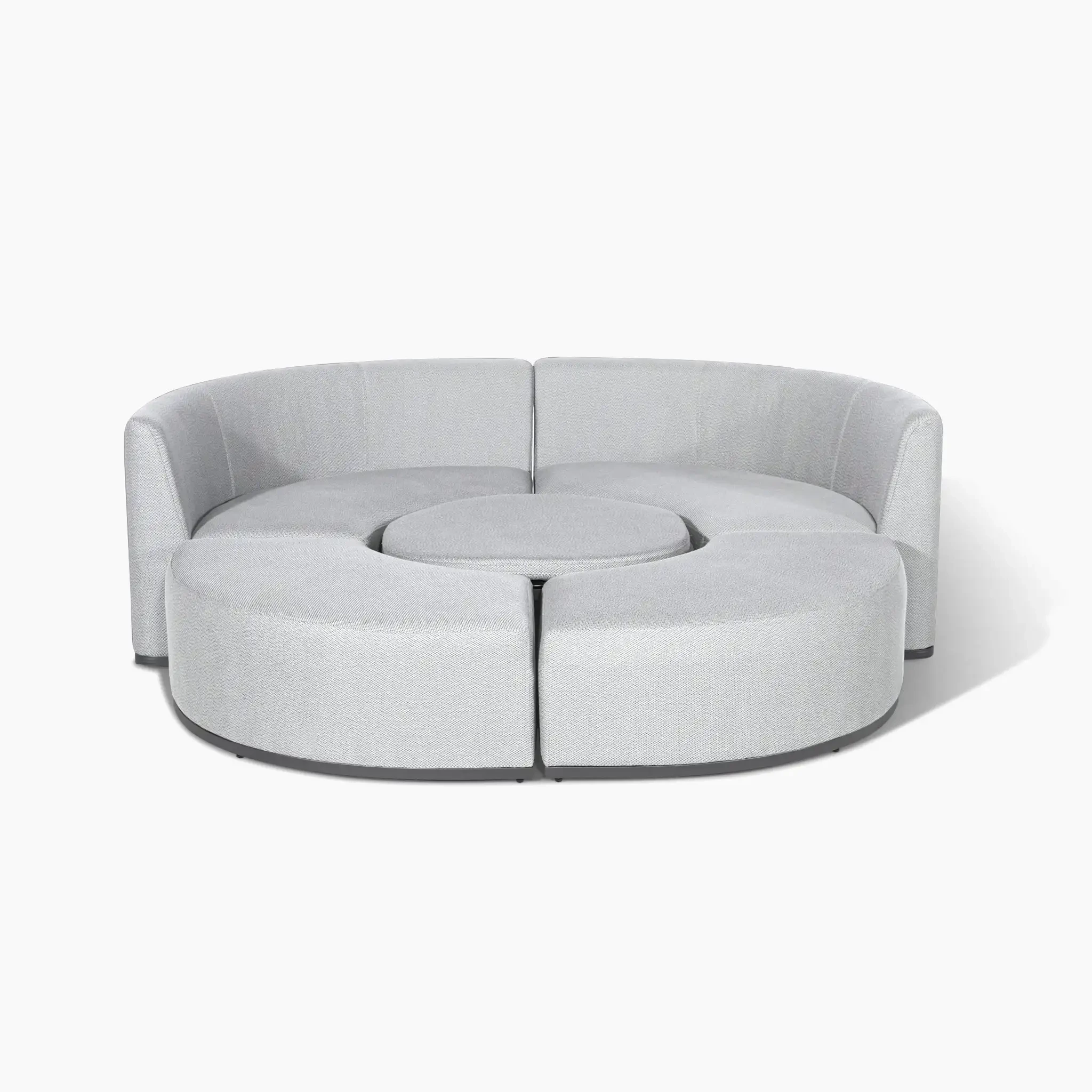 Canapé de luxe moderne en tissu imperméable, chaise longue d'extérieur, avec Table montante, meubles de Patio, ensemble de canapé de salon en métal de jardin 1