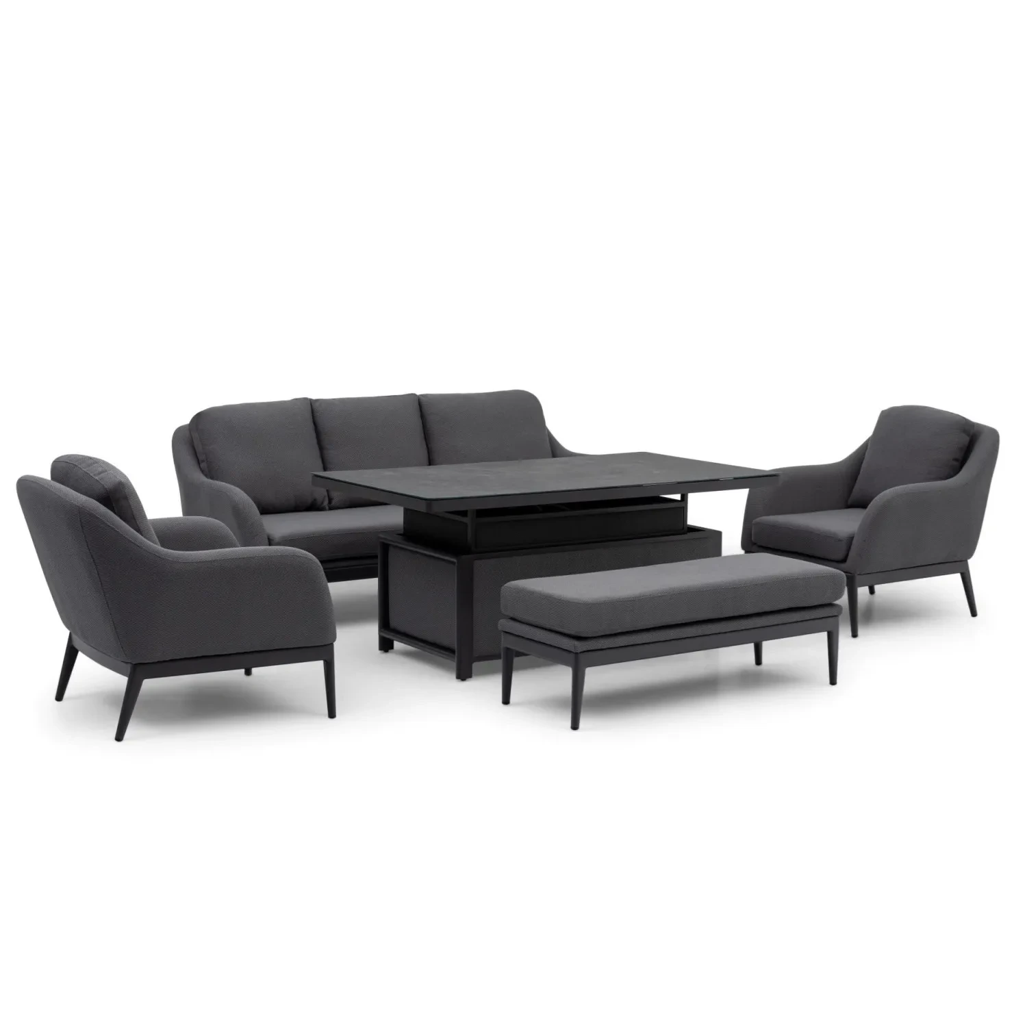 Meubles de Patio modernes, salon d'extérieur, ensembles de conversation de jardin en aluminium, canapé de jardin en tissu métallique 1