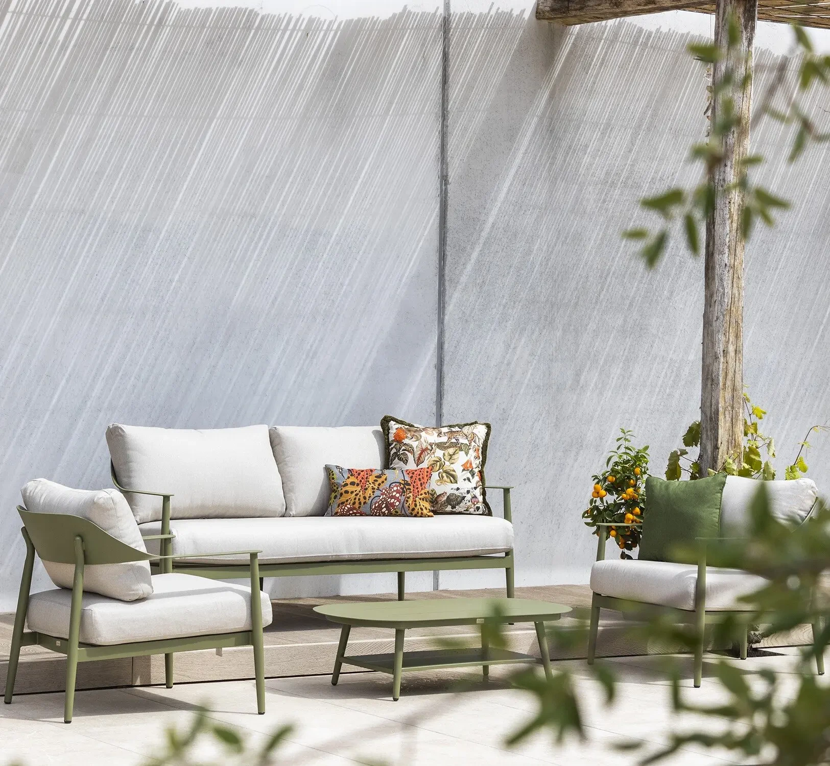 Ensembles de canapés de Patio en aluminium, mobilier d'extérieur de luxe, 4 pièces, ensembles de conversation de jardin avec Table basse, ensemble de salon d'extérieur 1