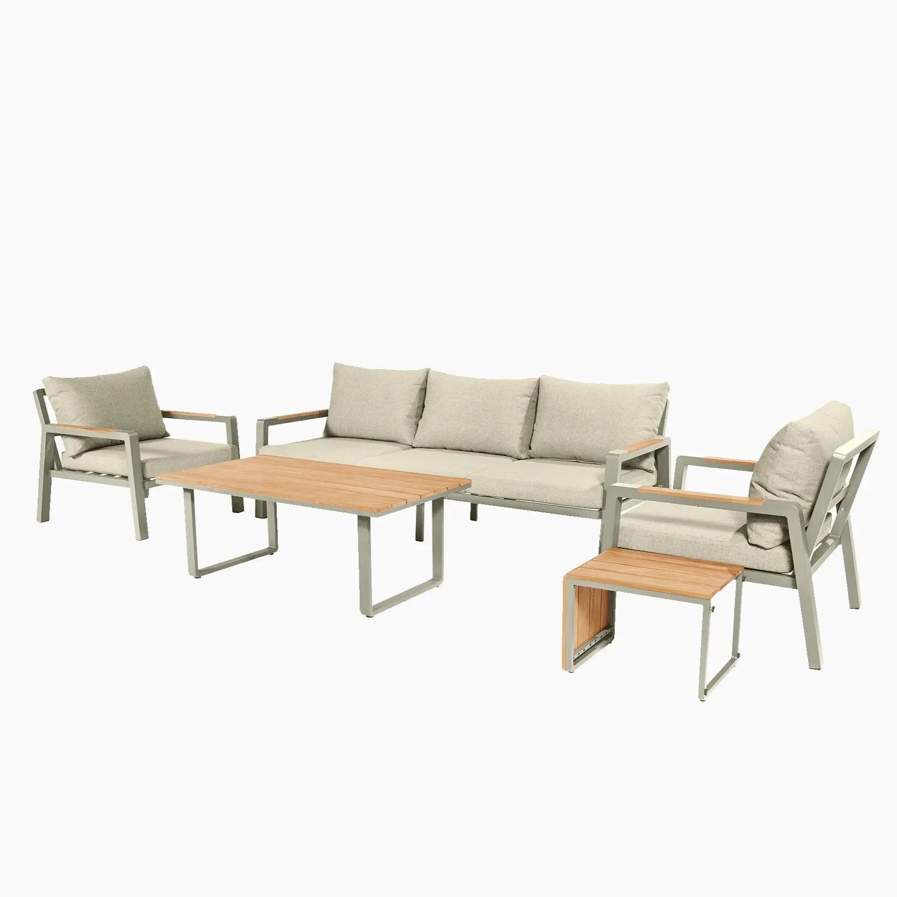 Ensembles de conversation de jardin de meubles d'extérieur de luxe meubles de patio en aluminium ensemble de salon de jardin en bois de teck 1