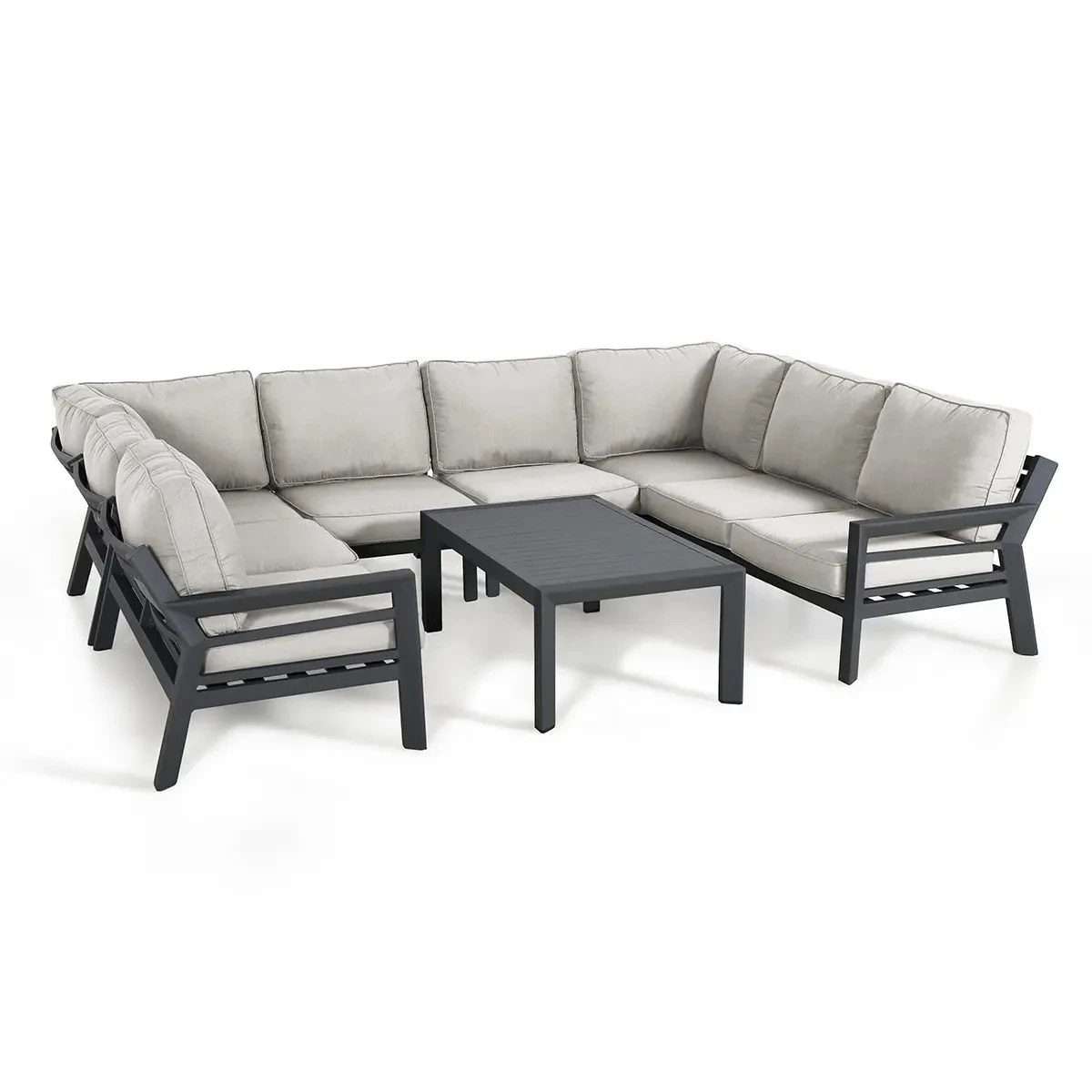 Canapé d'angle extérieur de luxe avec Table basse, meubles en aluminium, Patio en métal, salon de jardin, tissu oléfinique, canapé en forme de U 1