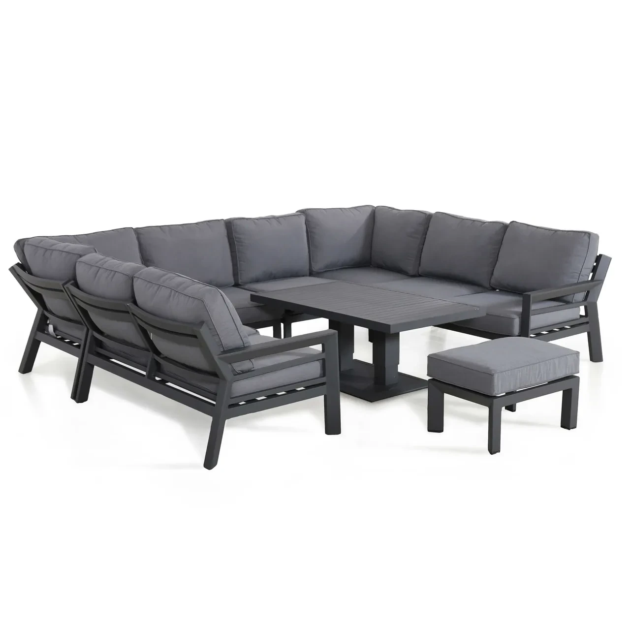 Meubles de Patio imperméables, revêtement en poudre, salon en aluminium, canapé en tissu d'extérieur en métal avec Table montante, ensembles de Conversation de jardin 1