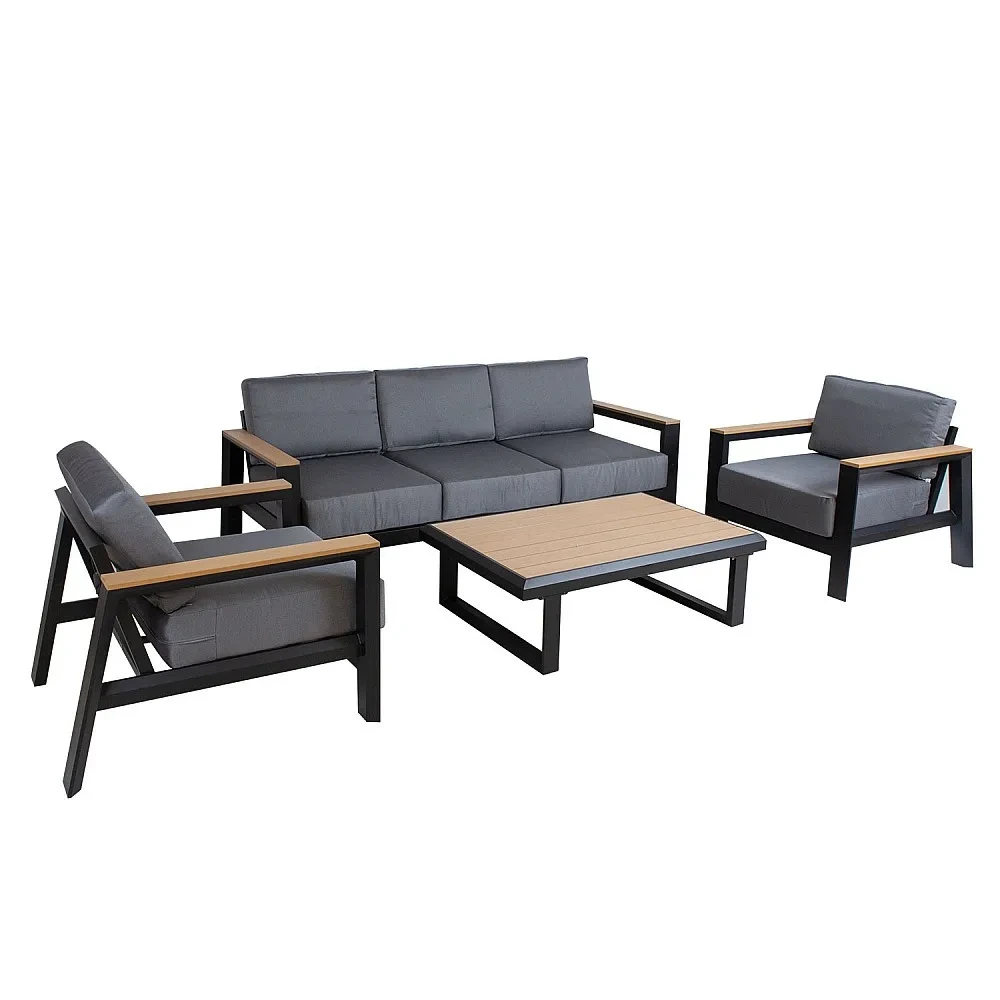 Siège d'amour étanche de luxe, meubles en métal, salon d'extérieur en aluminium, ensembles de conversation de Patio, ensemble de canapé de jardin 1