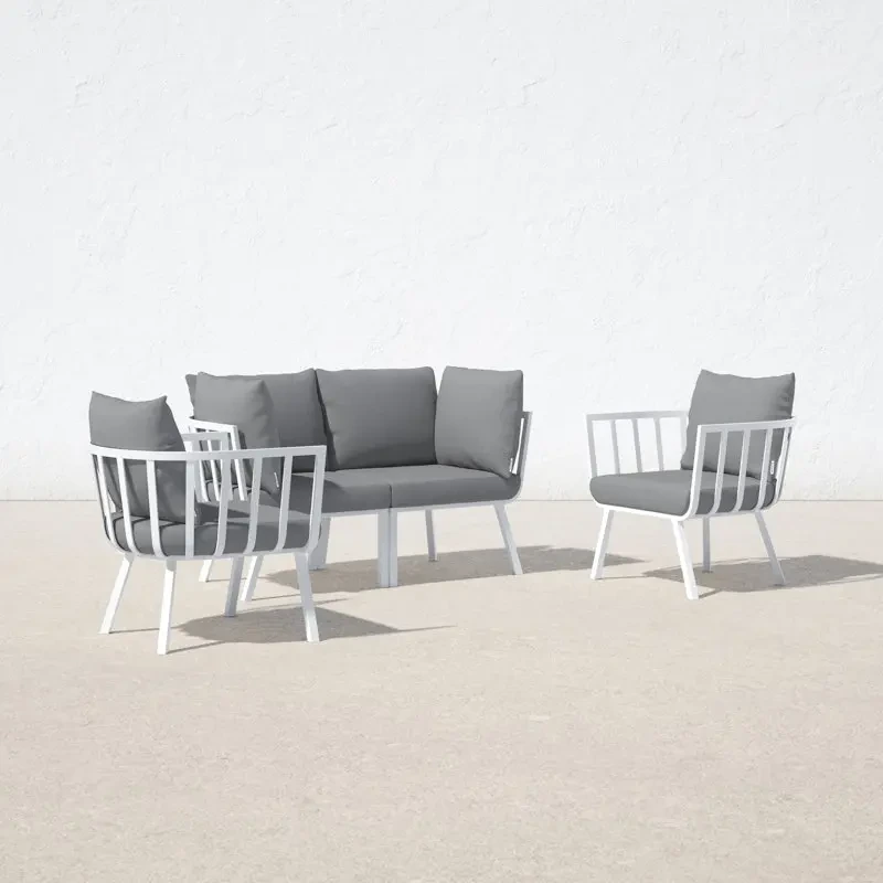 Le canapé de Patio de meubles en aluminium en métal imperméable définit le salon extérieur avec des coussins le canapé d'angle de luxe moderne de jardin 1