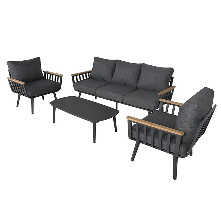 La conversation en aluminium de salon extérieur imperméable de meubles de patio de luxe de personnalisation en gros place le canapé en métal de jardin 1