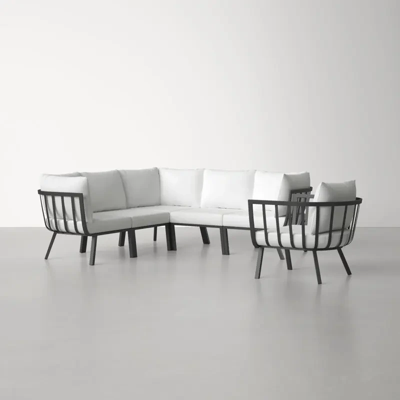 Modern Patio Conversation Set With Coffee Table Aluminium Outdoor Furniture Backyard Lounge Sets Waterproof Metal Garden Sofa 1