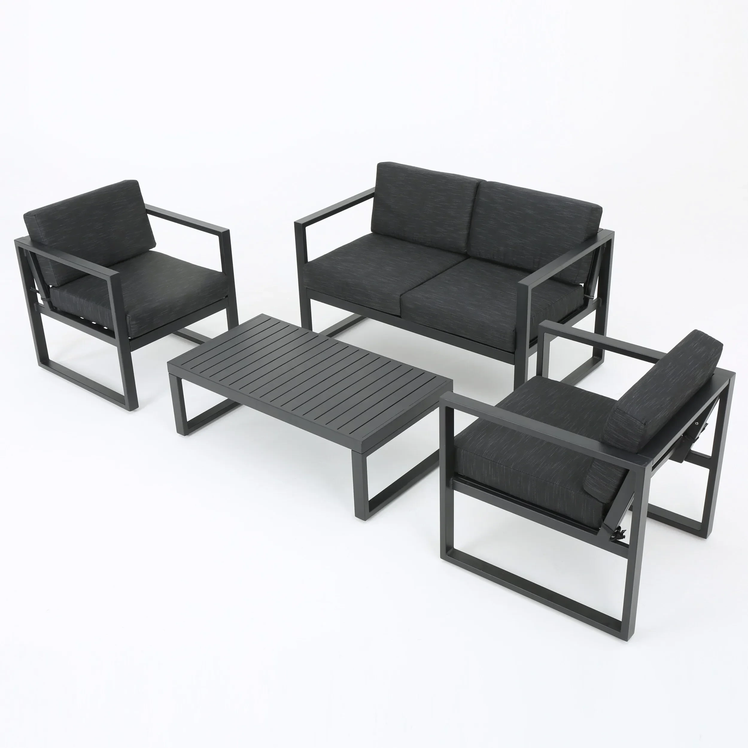 Waterproof Metal Hotel Furniture Courtyard Aluminium Outdoor Sofa Patio Furniture Outdoor Lounge Sofa Garden Conversation Sets 1