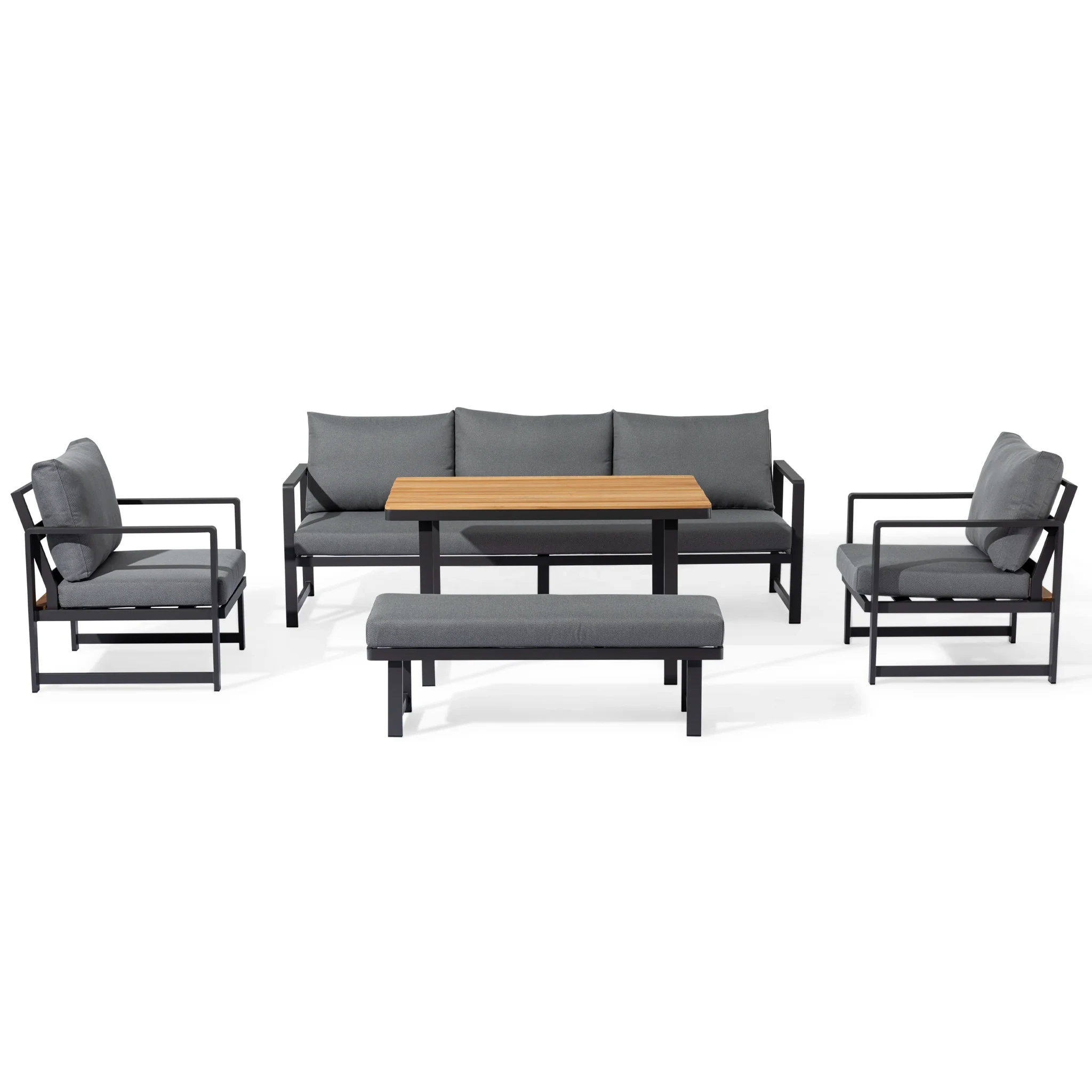 Meubles de Patio en métal, canapé d'extérieur luxueux en aluminium, ensemble de salle à manger étanche, canapé d'angle de salon de jardin avec Table1 1