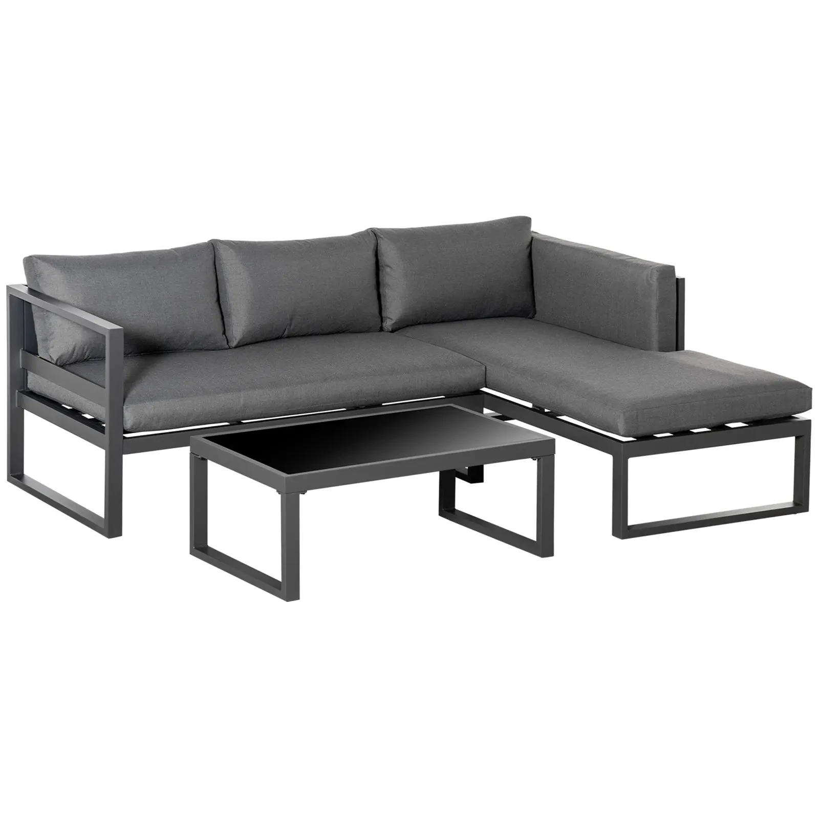 Aluminium Furniture Patio L Shape Sofa Set Garden Chaise Lounge Sofas Outdoor Metal Loveseat Sofa With Cushions Metal 1