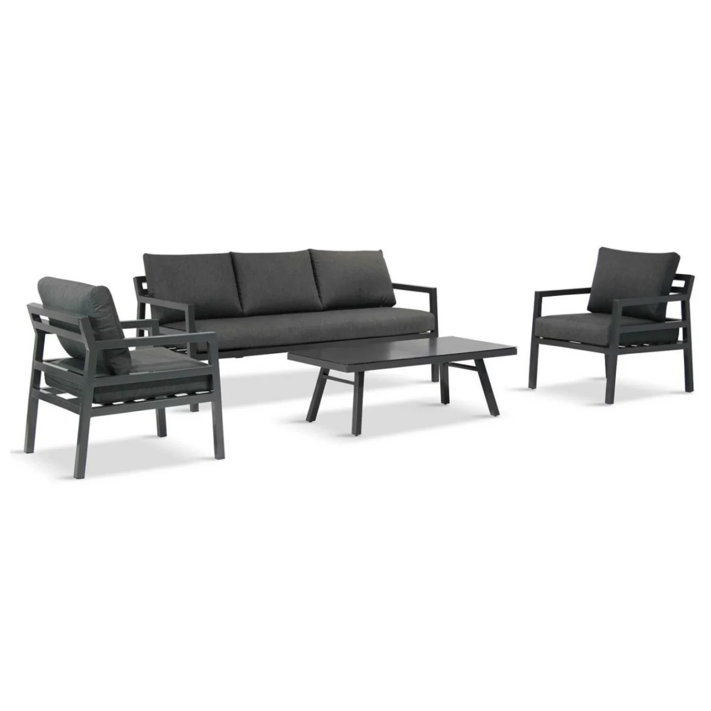 Groupe de sièges de meubles de Patio en aluminium de luxe avec coussins, ensembles de Conversation de jardin de canapé extérieur avec Table basse en métal 1