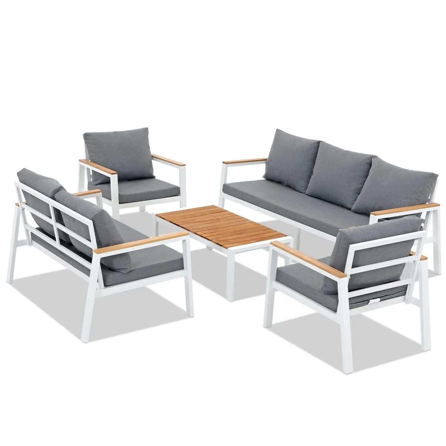 Patio Furniture Armrest Aluminium Outdoor Lounger Set Courtyard Lounge Metal Modern Aluminium Garden Sofa 1