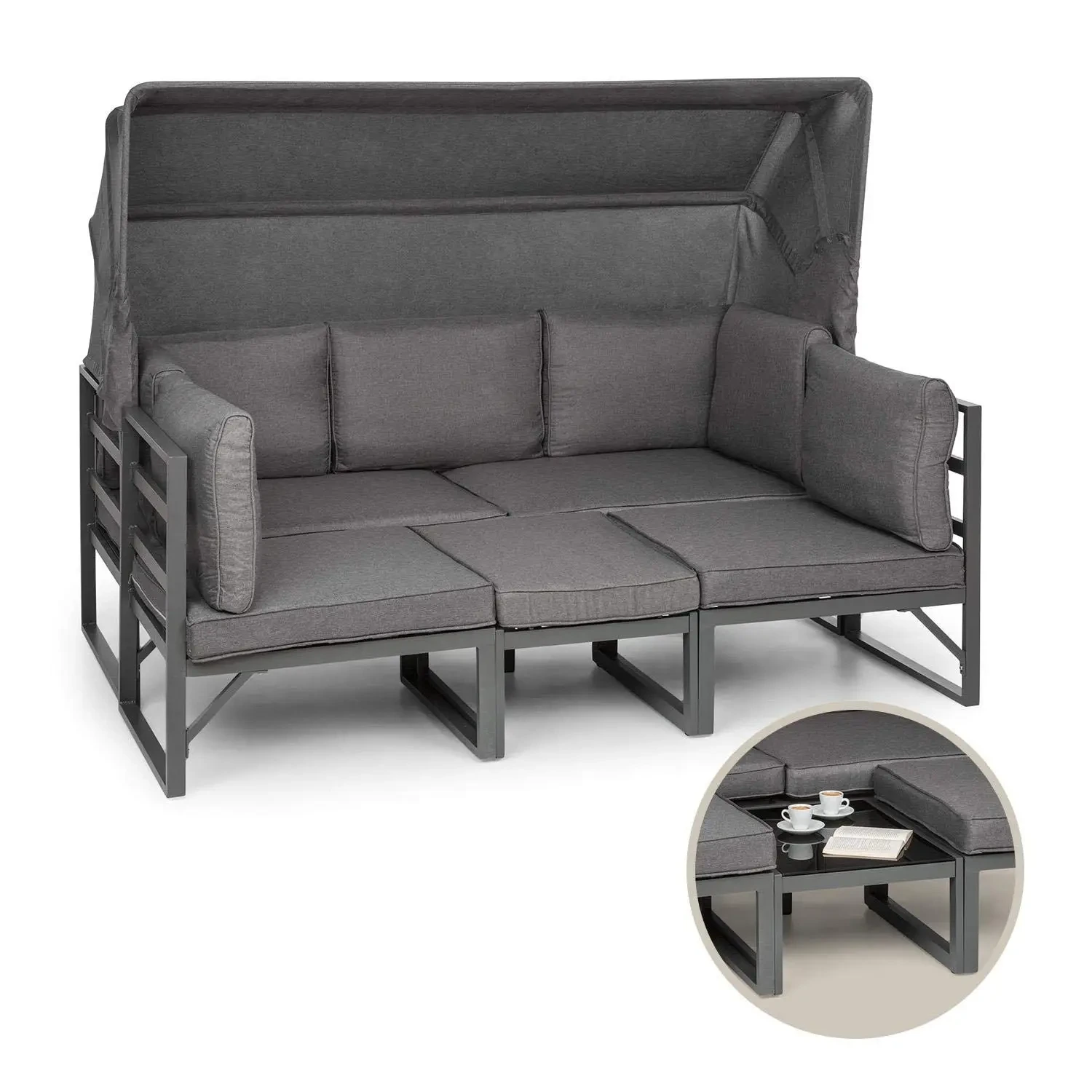 Chaise longue d'extérieur en aluminium, mobilier de jardin, canapé de Patio, ensemble avec parasol, Chaise longue de piscine, lit de repos en métal, Style loisirs 1