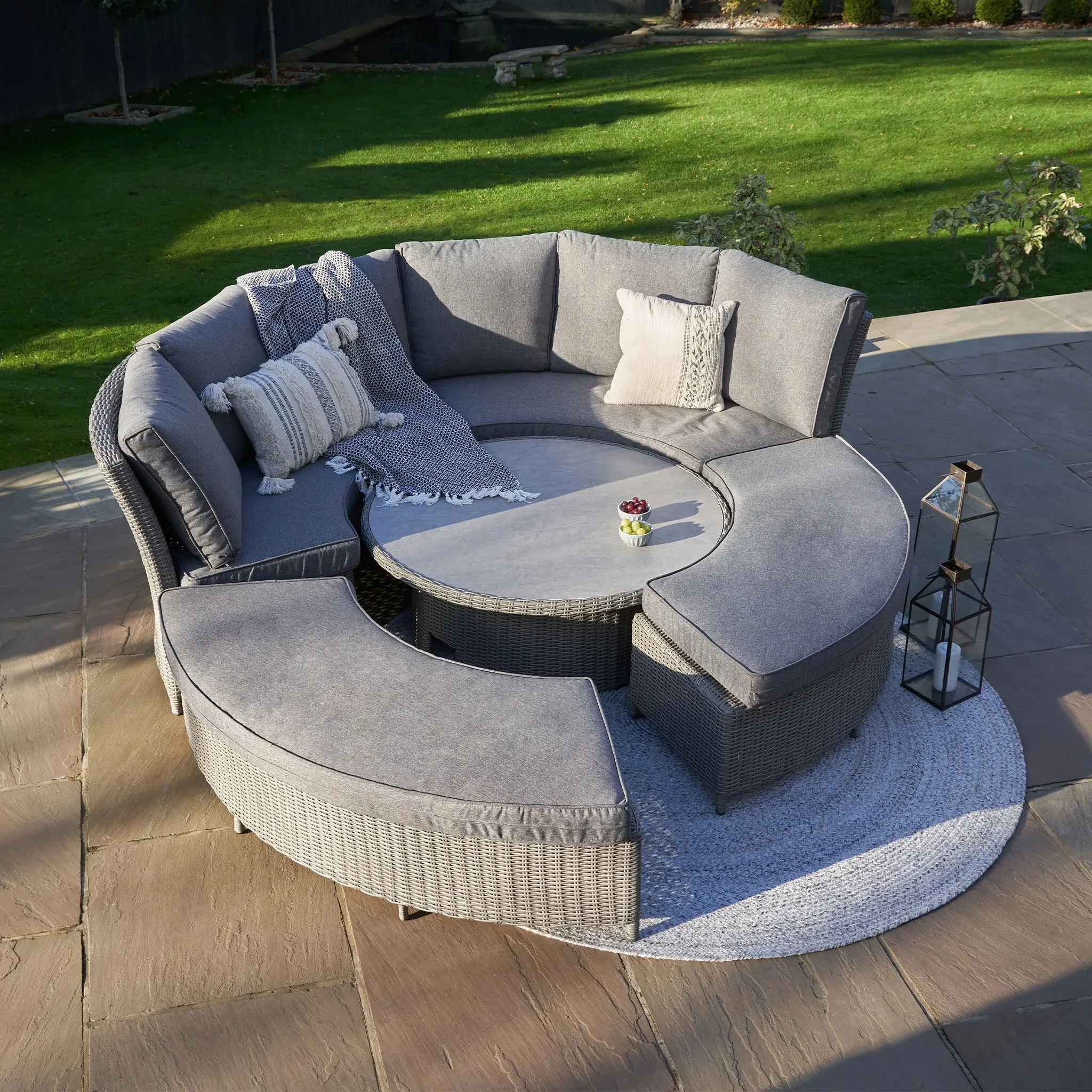 Chaise longue de piscine moderne, mobilier d'extérieur en rotin, avec Table montante, lit de repos de jardin, Patio, canapé d'angle en osier en métal 1