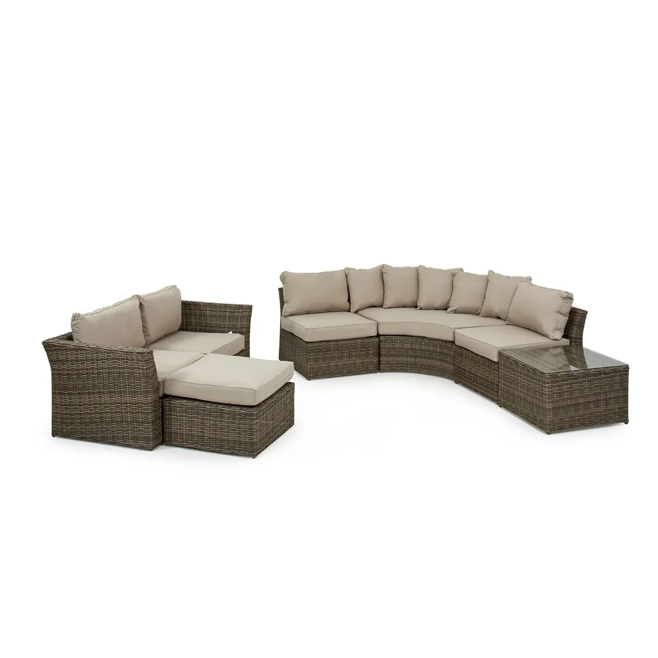 Ensemble de salon de Patio, ensembles de conversation en osier d'extérieur, suite de canapé d'angle en rotin de jardin avec composants modulaires 1
