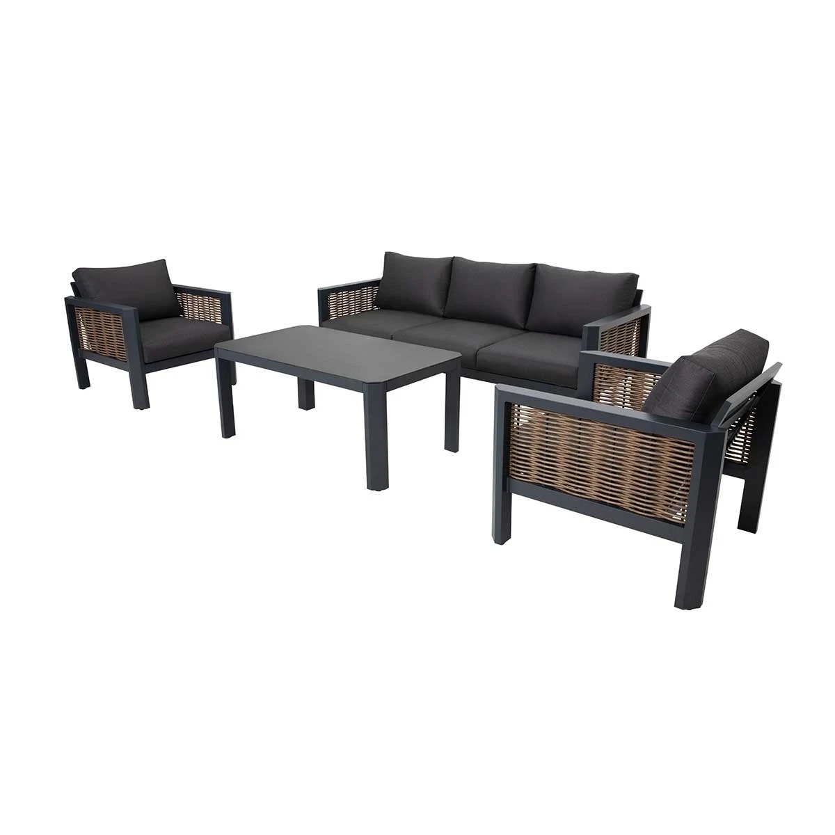 Canapé en forme de L avec cadre en aluminium et métal, imperméable, avec Tables à manger, meubles de Patio en rotin, ensembles sectionnels d'extérieur en osier2 1