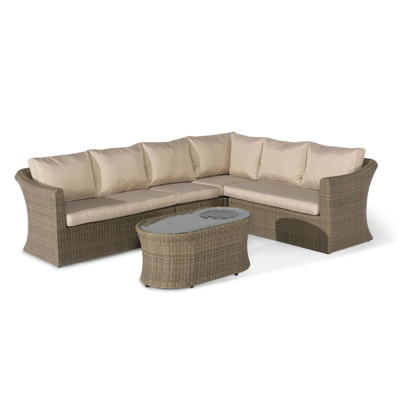 Ensemble de meubles d'extérieur de salon sectionnel en forme de L de luxe pour cour, ensemble de canapé en osier de Patio, ensemble de conversation, chaise longue de jardin en rotin 1