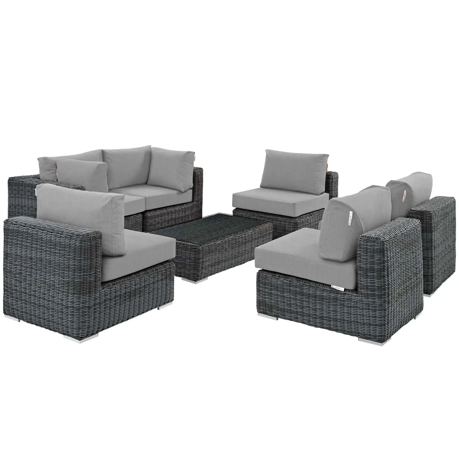 Mobilier d'extérieur étanche, groupe de sièges en rotin avec coussins, ensembles de Conversation de 7 pièces, ensemble de canapé en osier de jardin et Patio 1