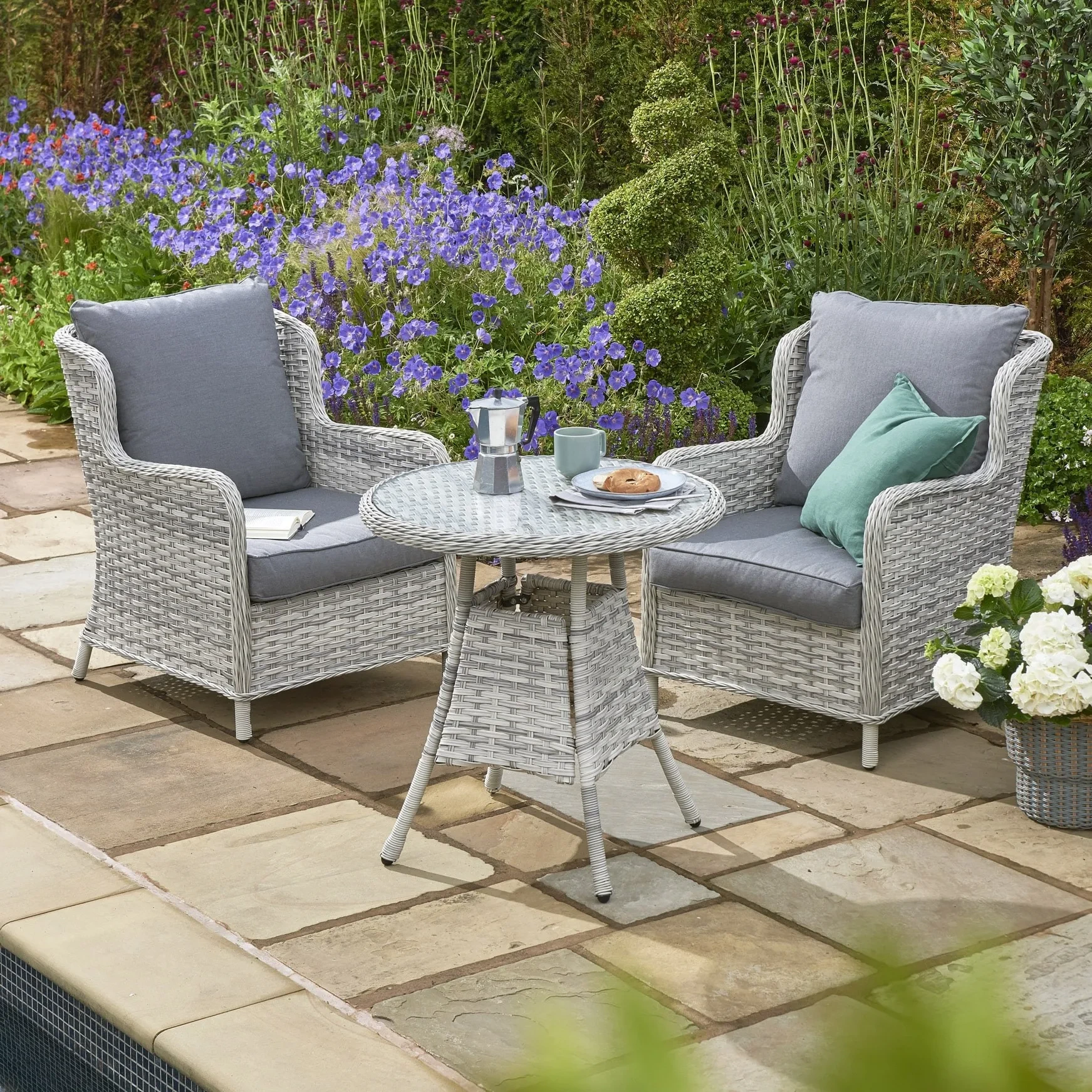 Chaises de loisirs en plein air, chaise de salle à manger de jardin en osier avec Table basse, meubles de Patio en rotin, ensembles de bistro de jardin 1