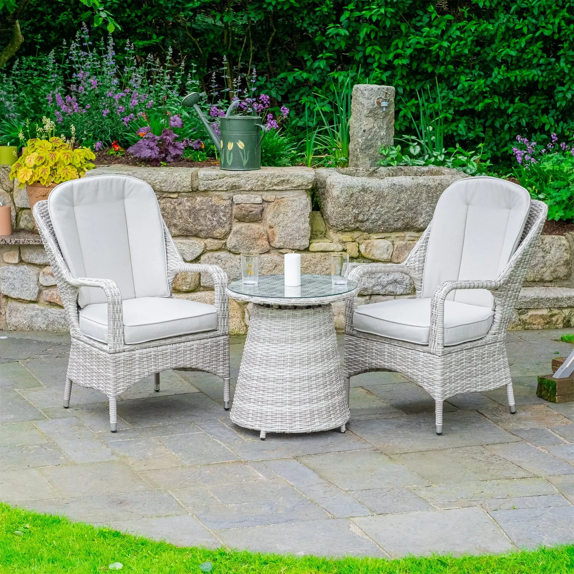 Cour 3 pièces meubles d'extérieur en rotin ensemble de salle à manger de jardin chaises en osier de Patio avec Table basse ensembles de bistro de jardin1 1