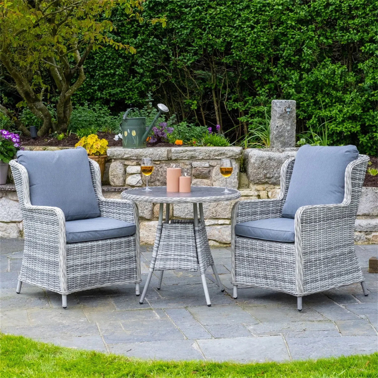Ensemble de salle à manger d'extérieur 3 pièces, chaise de jardin en osier avec Table basse, meubles de Patio en rotin, ensembles de bistro de jardin 1