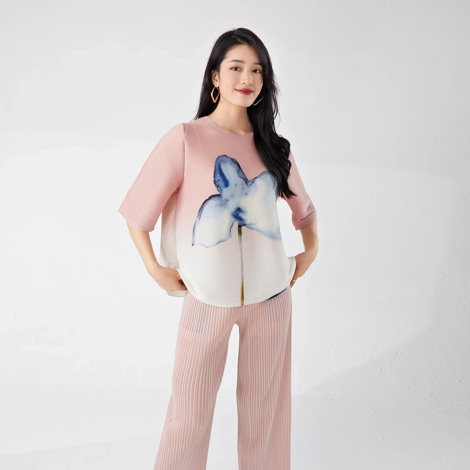 New Design Summer Women Pleated Shirt Plus Size Casual Style - Pleats Clothing 1