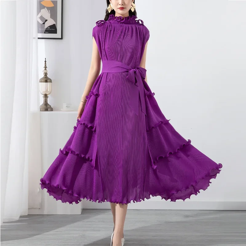 Miyake 2023 Latest Styles Fast Delivery High Quality African Flowers Belt Plus Size Women's Dresses Casual Dresses 1