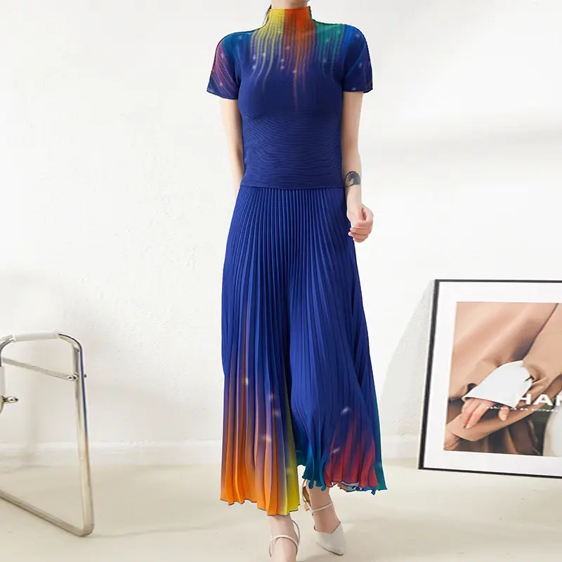 Pleated Gown with Sleeves - - Pleats Clothing 7