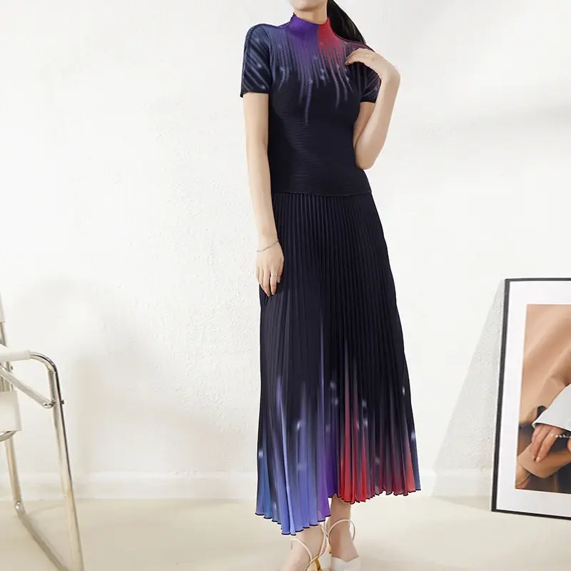 Pleated Gown with Sleeves - - Pleats Clothing 5