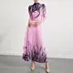 Long Sleeve Pleated High Neck Gown - - Pleats Clothing 5