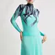 Long Sleeve Pleated High Neck Gown - - Pleats Clothing 3