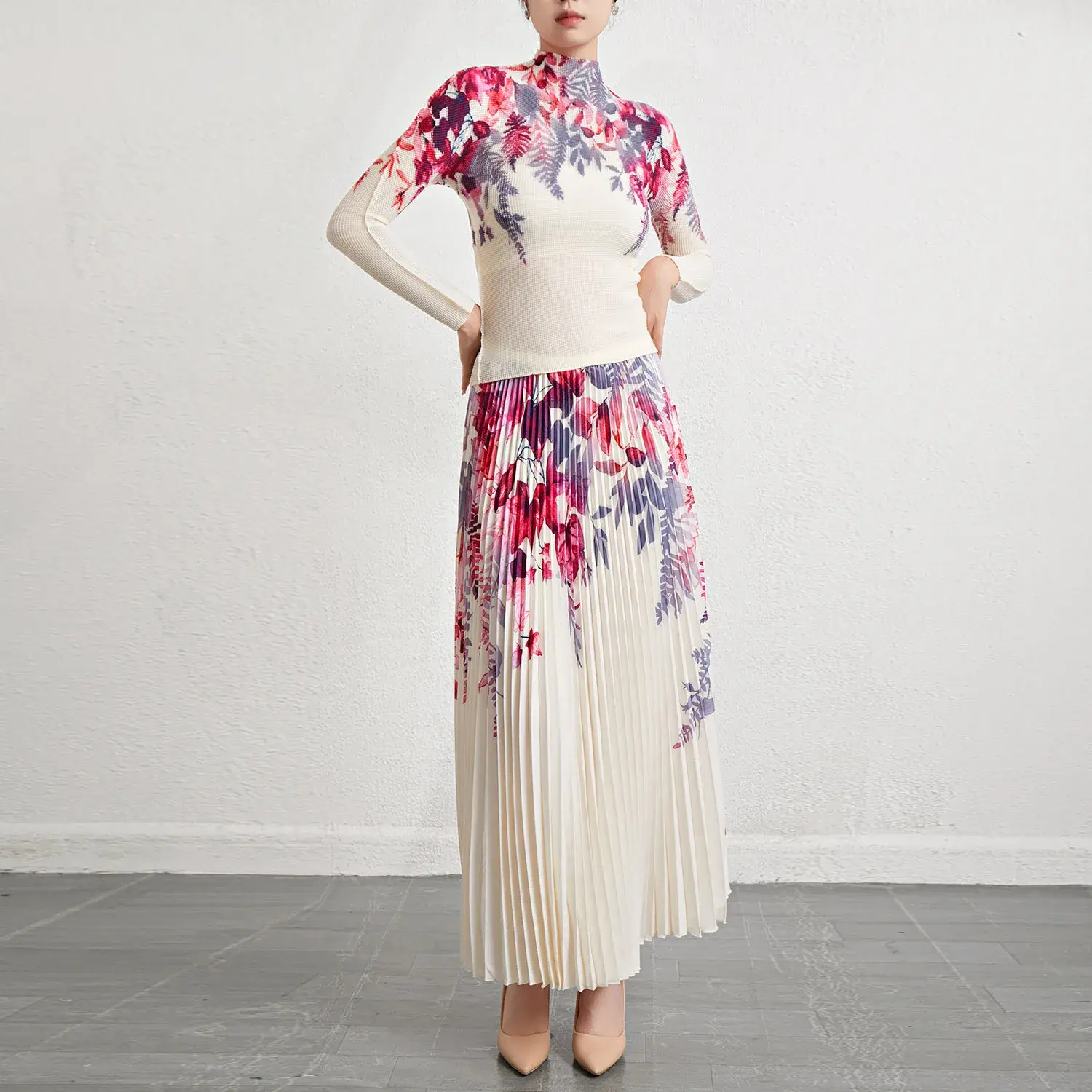 Pink Pleated Gown - - Pleats Clothing 3