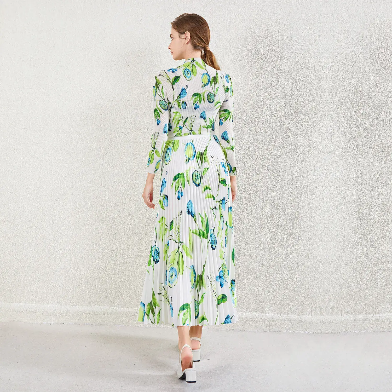 Red Pleated Gown - - Pleats Clothing-1 6