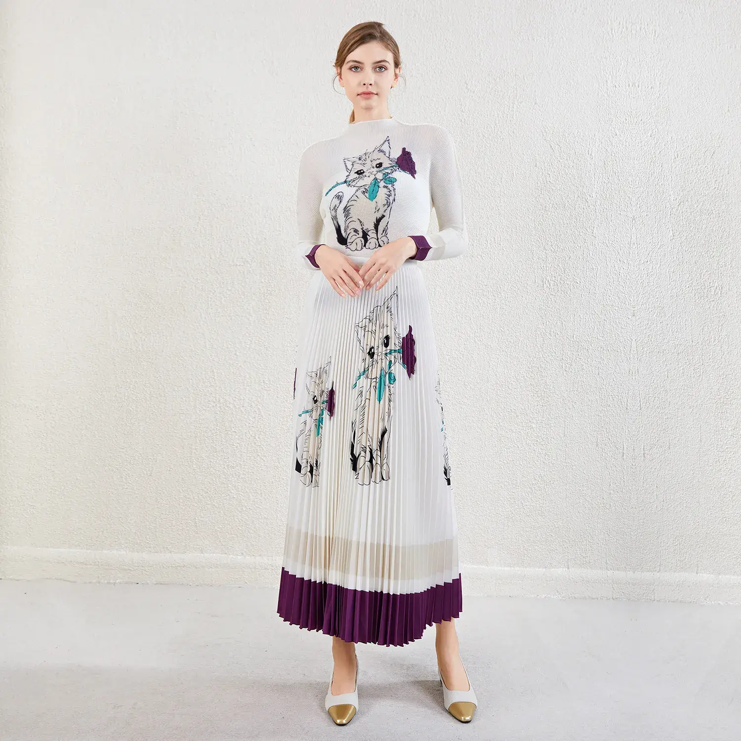 One Shoulder Pleated Gown by Pleats Clothing 1