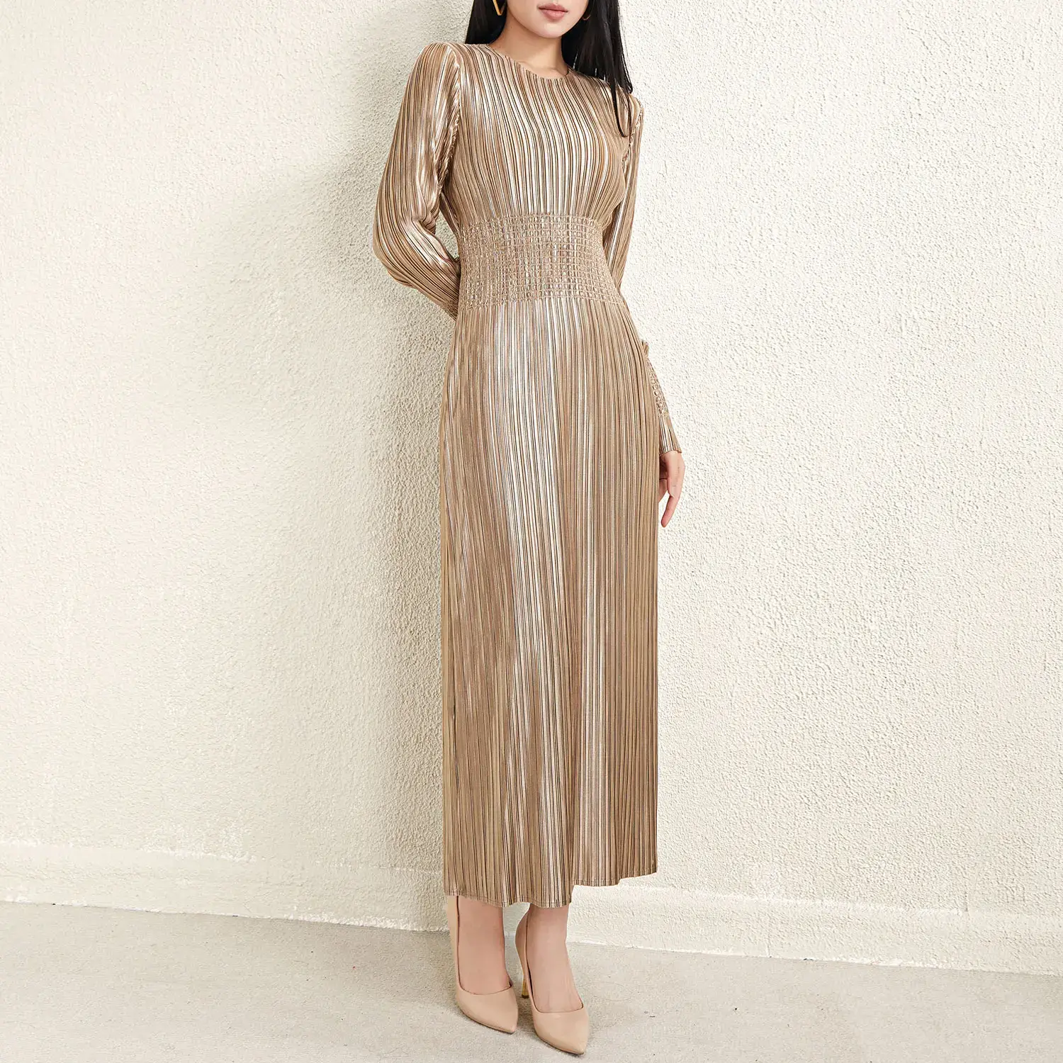 Blue Pleated Gown by Pleats Clothing 2