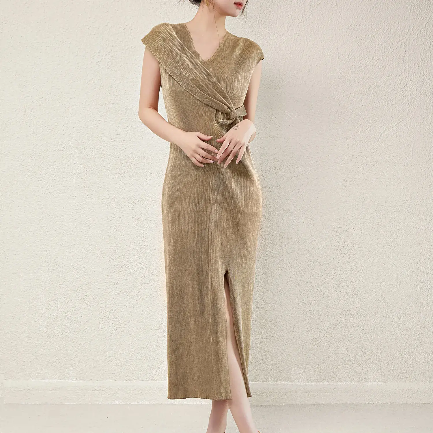 Green Pleated Gown Pleats Clothing by Pleats Clothing 6