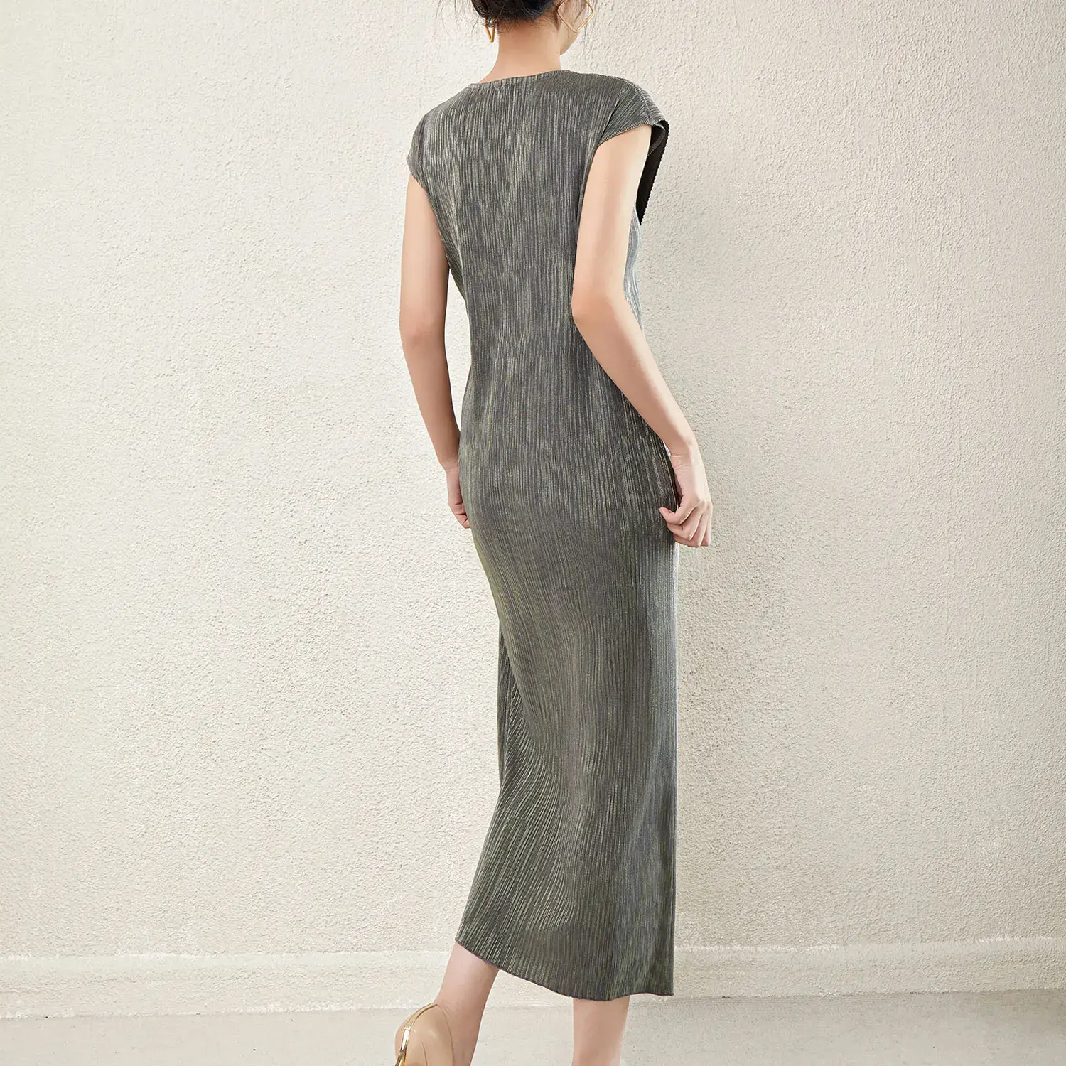 Green Pleated Gown Pleats Clothing by Pleats Clothing 3