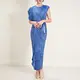 Pleated Gown with Sleeves Anti-Shrink - - Pleats Clothing 2