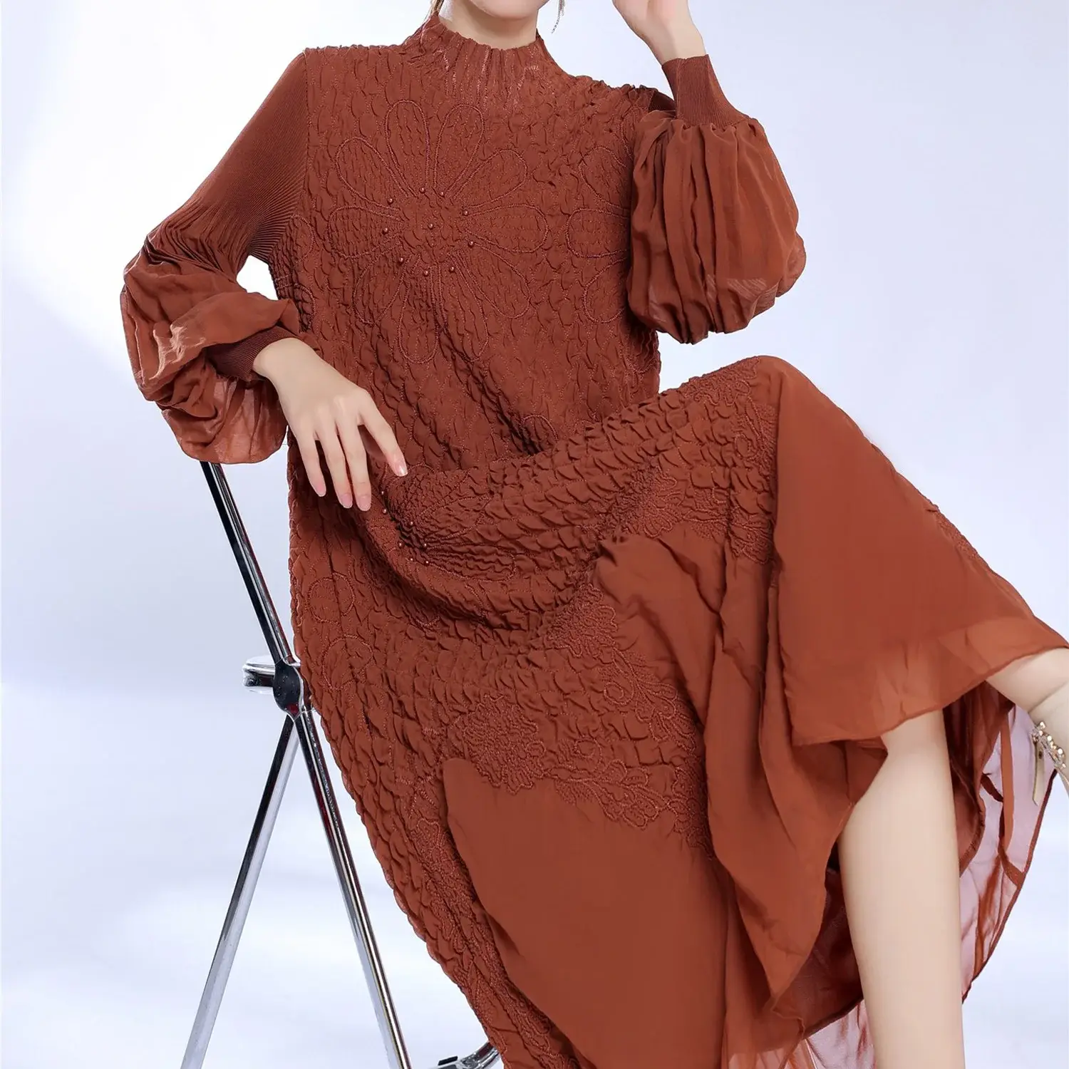 Green Pleated Gown Fast Shipping to Over 200+ Countries & Regions. - - Pleats Clothing 3